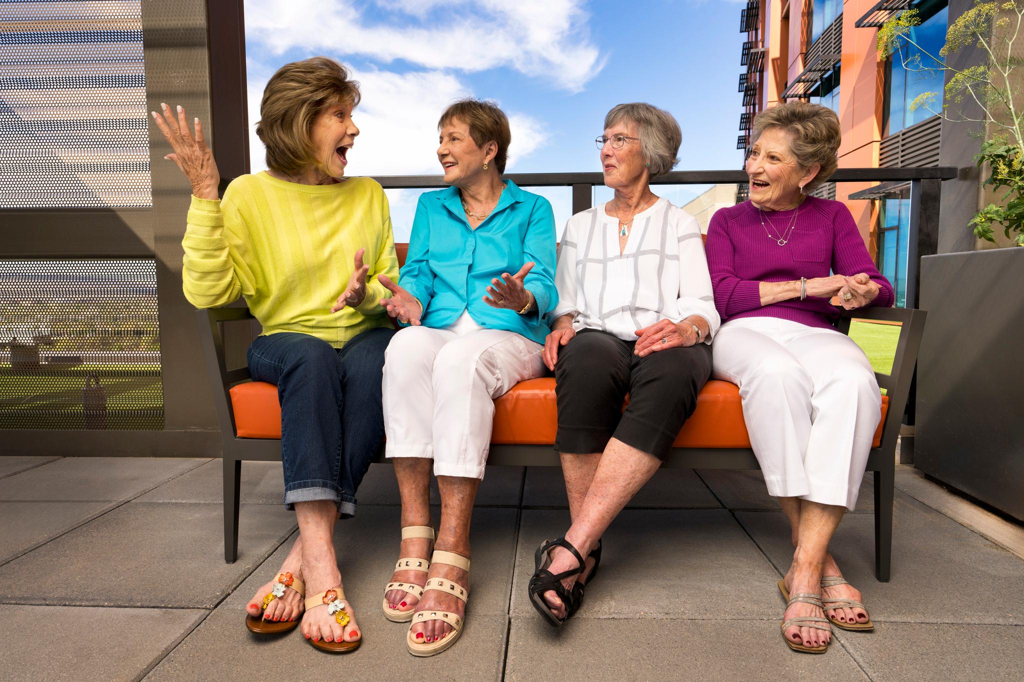 Women sitting on a bench